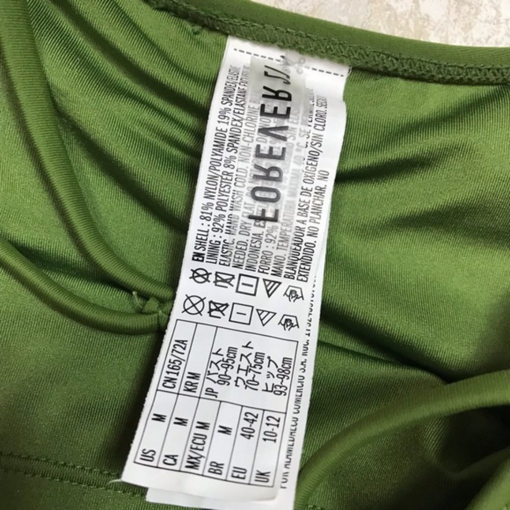 F21 Olive Green Belted High Leg One Piece Swimsuit - Picture 14 of 16